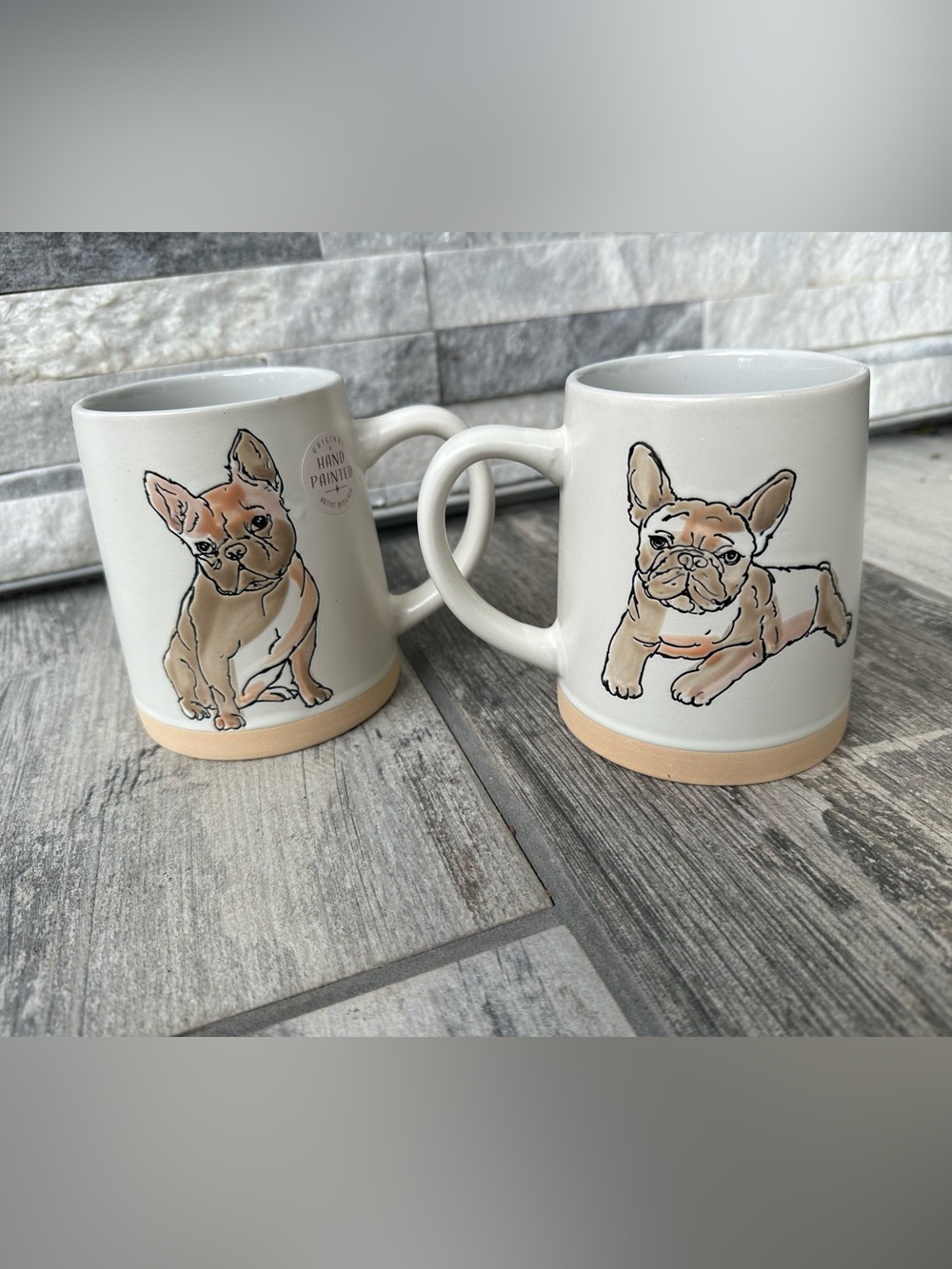 FRENCH BULLDOG Set of 2 Spectrum Designz Watercolor  Ceramic Coffee Mug NWT
